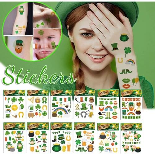 St Patricks Day Decorations One-time Waterproof Day Carnival Kids Tattoo Stickers Saint Patricks Day Costume Party Decor Supplie