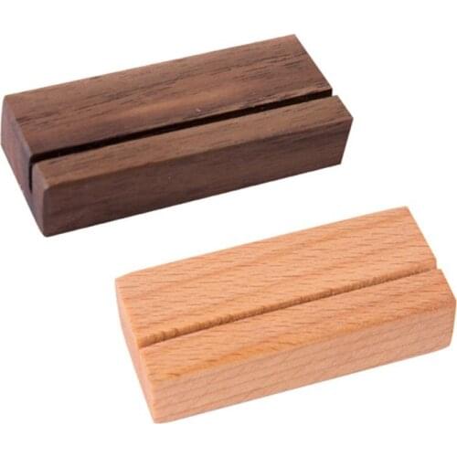 Wooden Numbers Photo Display Stand Business Card Holder Name Memo Clips Office Desk Organizer Dinner Party Black Walnut Beech Wo