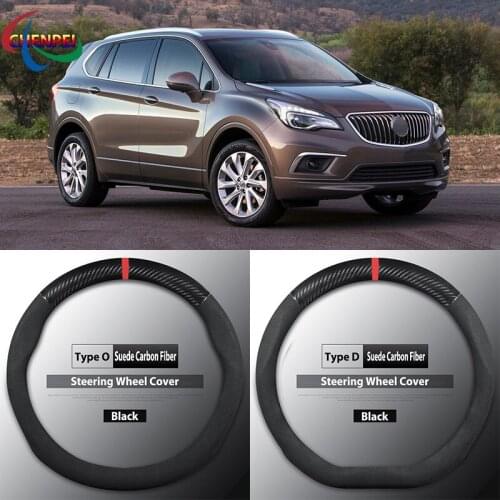 Four Seasons Universal Non-Slip Carbon Fiber Suede Steering Wheel Cover For Buick Envision Car Interior Accessories