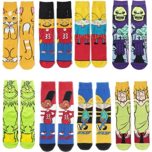 ZF2187 Cartoon Funny Boy Cat Personality Funny Anime Socks Fashion Comfortable Unisex Sock
