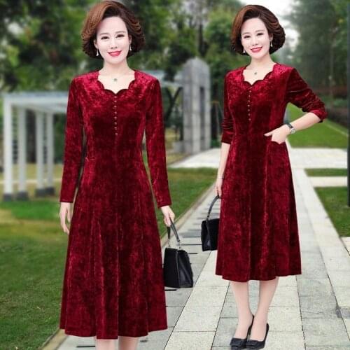 Autumn New Velvet Women Retro Square Collar High Waist Vestidos Female Long Sleeve Solid Dress Lady Knee-Length Dresses H453