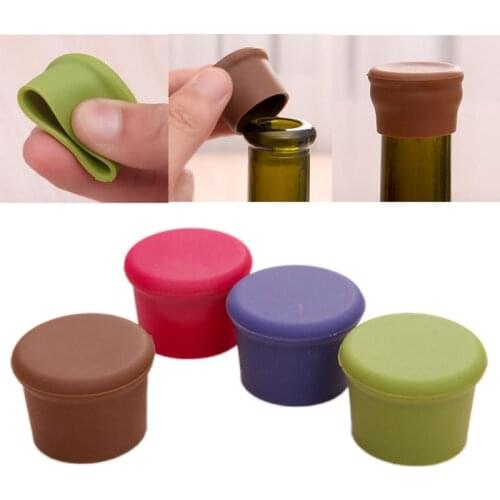 1/4pc Reusable Wine Beer Cover Bottle Cap Silicone Stopper Beverage For Home Bar Red Wine Champagne Cork