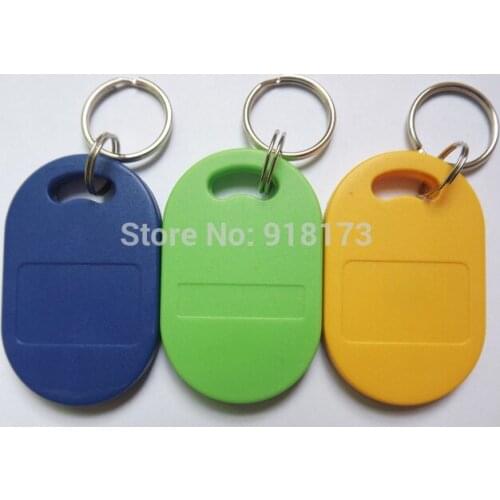 100pcs RFID key fobs 13.56MHz proximity ABS key ic tags Token Ring nfc 1k china Fudan S50 1K chip blue yellow green