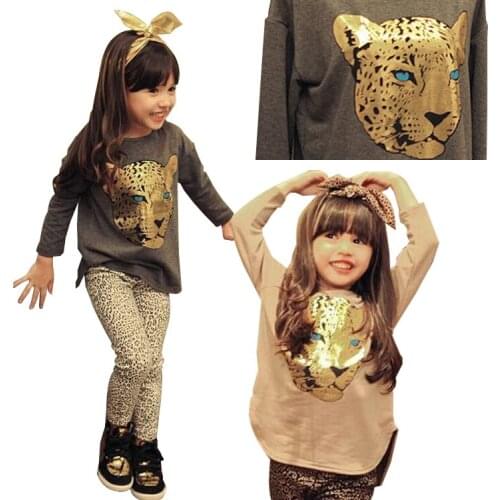 2018 Summer Toddler Girls Clothing Sets 2-8 Years Kid Tiger Tops+Leopard Legging 2pcs Girl Clothes Set Children Costume Suit