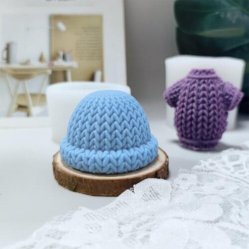 3D Knitted Wool Hat Shirt Shape DIY Aroma Candle Silicone Mold Cake Decor Accessories Fondant Chocolate Molds Home Art Craft
