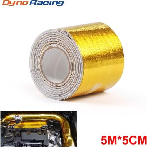 5mx5cm Fiberglass Heat Reflective Tape Gold High Temperature Heat and Sound Shield Wrap Roll Adhesive New Car Accessories