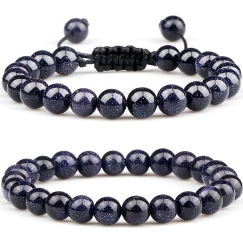 Fashion Jewelry Handmade Adjustable Beads Bracelets 8mm Natural Stone Braided String Bangle Bracelets for Women Men Friend Gifts