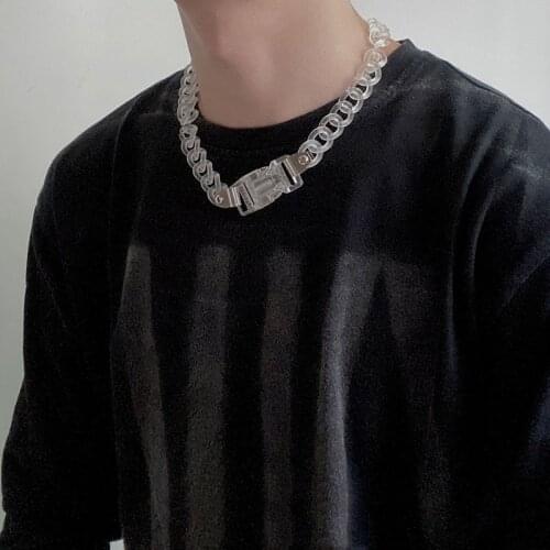 ZiccoWong New Transparent Acrylic Chain Buckle Necklace For Women Men Rock Punk Chain Choker Necklace Pendant Fashion Jewelry