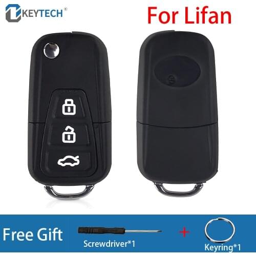OkeyTech Key Shell For Lifan X60 X50 Flip Folding Remote Control Car Key Shell Case 3 Buttons Replacement FOB With Uncut Blade