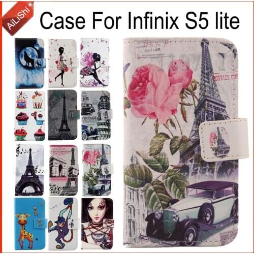 AiLiShi Case For Infinix S5 lite Luxury Flip PU Painted Leather Case Infinix 100% Special Phone Protective Cover Skin+Tracking
