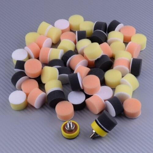 CITALL 60pcs Car Polisher Mixed Sponge Buffing Polishing Pads & 2pcs 1" 25mm M6 Backer Plate Universal Accessories