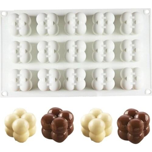 Chocolate Moulds Silicone Cake Mold 15 Holes Stacking Ball Molds For Baking Mousse Truffle Pans Cake Decorating Tools