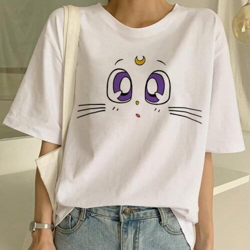 Harajuku T Shirt Women Aesthetic Mona Lisashirt Ullzang Vintage 90s tshirt Fashion Top Cat Tees Female T Shirts Tumblr Clothing