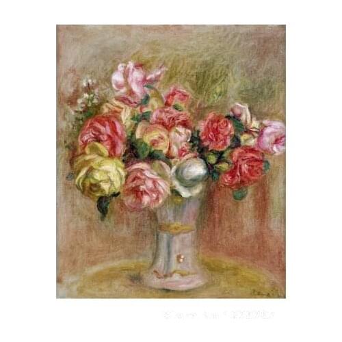 Art canvas paintings Roses in a Sevres Vase-Pierre Auguste Renoir reproduction High Quality Handmade