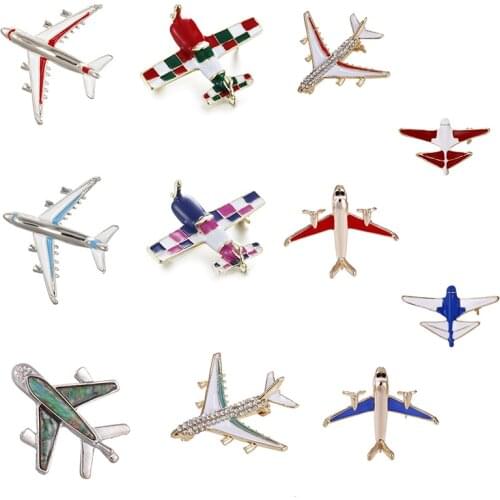 Korean Small Airplane Brooch Aircraft Scarf Pin Badge for Women Men Suit Sweater Shawl Buckle Collar Brooches Accessories
