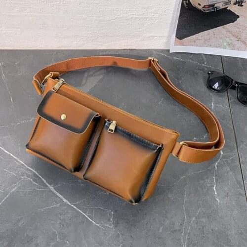 Crazy Horse Leather Men Waist Bags 2020 New Vintage Travel Cell/Mobile Phone Hip Bum Belt Pouch Fanny Pack Waist Purse Bag Male