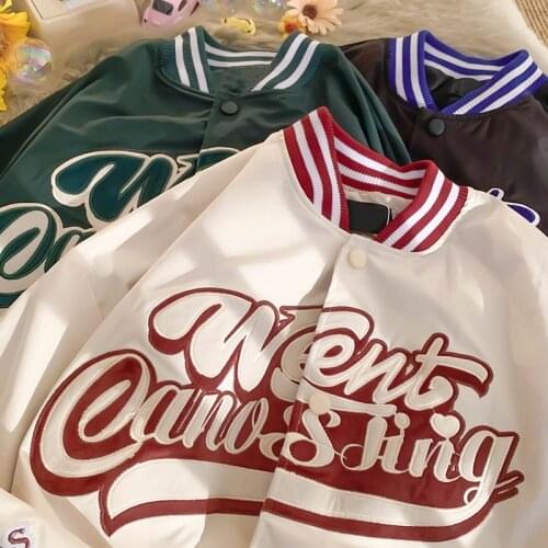 2021 New Spring and Autumn alphabet Embroidery Jackets Women Street Hip-Hop Baseball Uniform Y2K Casual Couple Coat