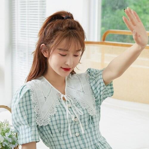 Linbaiway 2021 Women Lace Hollow Embroidery Fake Collar Shawl Dress Doll Collar Detachable Shirt Collar False Collar Accessories