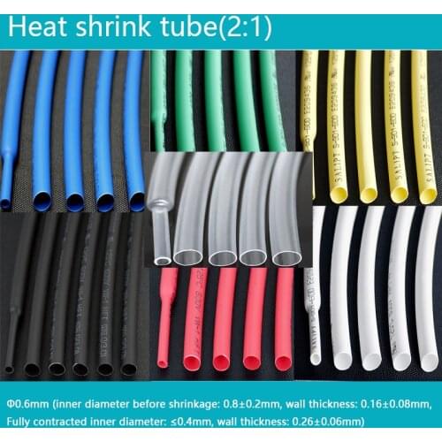 Φ0.6mm Multicolor Heat Shrinkable Tube Electrical Connection Electrical Wire Wrap Cable Flame Retardant 2:1 Shrink
