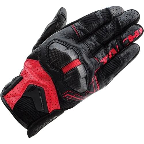 Mens Black Red Gloves Motorbike Street Moto Riding RST426 Mesh Breathable Leather Gloves