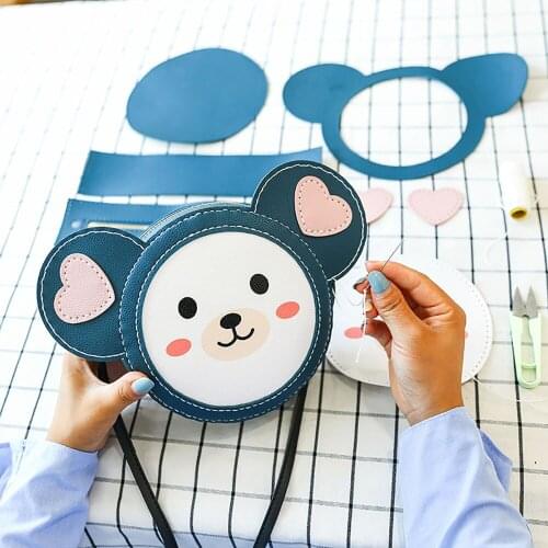 Cute Baby face Bear Heart Parts Material Set for PU phone Handbag Bag DIY