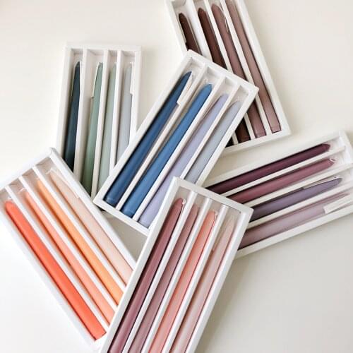 Color Taper Candles for Wedding Decoration Birthday Festival Table Decor Long Stick Nordic Candles Set