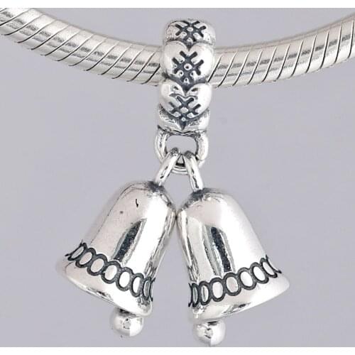 Original Vintage Christmas Bells Pendant Beads Fit 925 Sterling Silver Bead Charm Bracelet Bangle Diy Jewelry