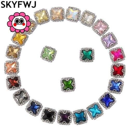 Sew on Square Rhinestones Crystals 8mm,10mm,12mm,14mm Rhinestones White K Claw Rhinestones For wedding shoes accessories