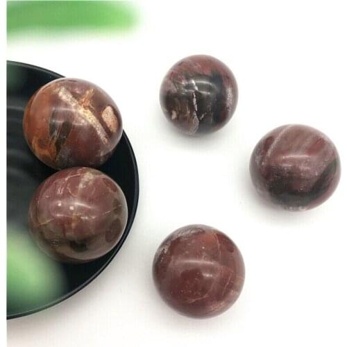 Drop Shipping 1pc Natural Fossil Wood Quartz Crystal Sphere Polished Balls Healing Decor Gift Natural Stones and Crystals