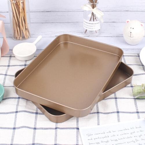 Rectangle Non-stick Baking Tray Carbon Steel Kitchen Cake Bread Biscuit Baking Pan Baking CakeTool Gold Cake Tray