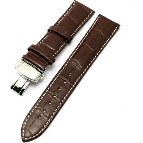 18mm 20mm 22mm Brown Leather Watch Band Straps Mens Watches Accessories Women Exquisite Strap Butterfly Buckle 7 Holes