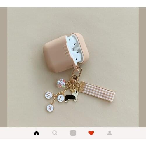 Cute Dog Decoration Silicone Earphone Case for Apple Airpods Accessories Bluetooth Headset Protective Cover Dog Keychain