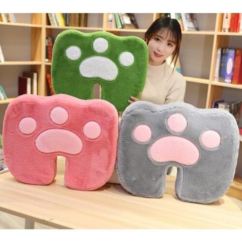 Cute Cat Claw Plush Cushion Office Seat Home Decor Fully Stuffed Colorful Simulated Paw Pillows Props Flannel Blanket Kids Gift