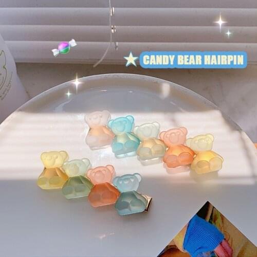 W&G Bear Candy Hairpin Side Clip Japanese Soft Girl Candy Color Sweetheart Hairpin Duckbill Clip