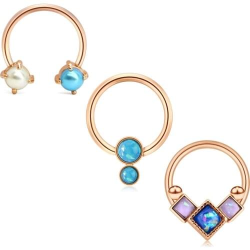 16G Stainless Steel Daith Earrings Hoop CZ Flower Style Nose Septum Piercing Cartilage Helix Tragus Conch Earrings Piercing Ring