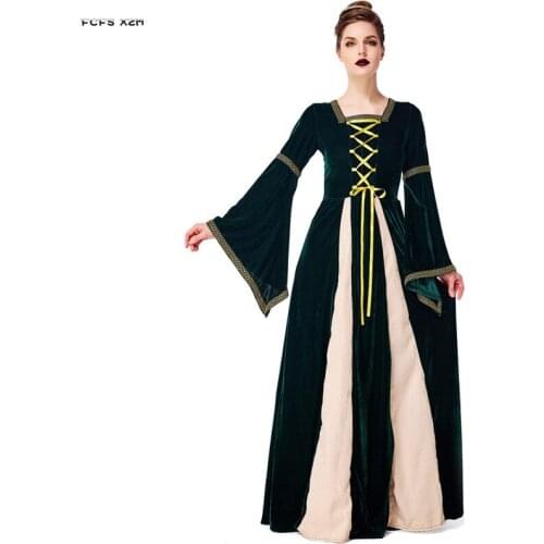 Adult Women Halloween Retro European Costumes Female Noblewoman Cosplay Carnival Purim Parade Stage Show Role Play Party Dress