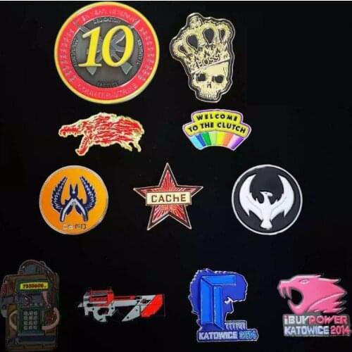 CSGO CS:GO Counter Strike Howl Pin Ten Year Veteran Coin WELCOME TO THE CLUTCH 14 Katowice Titan C4 P90 Metal Badge With Base