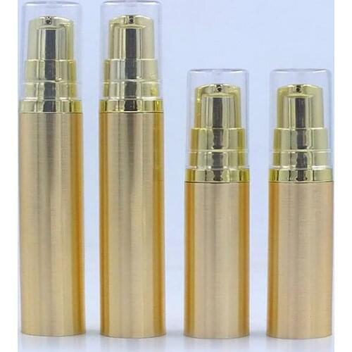 10ML gold airless plastic bottle whole gold pump lid lotion emulsion serum mist sprayer hyaluronic toner skin care packing