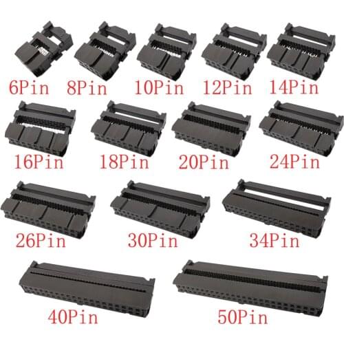 10Pcs FC 6P/8/10/12/14/16/18/20/24/26/30/34/40/50 Pin 2.54mm Pitch IDC Socket Double Row Female Header Connector for 1.27mm Wire