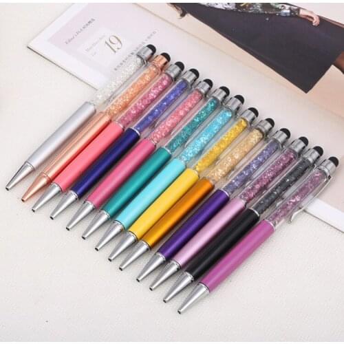 20pcs/set Business Mobile Phone Touch Screen Crystal Pen Gift Crystal Ballpoint Pen Rotating Touch Screen Pen Wholesale