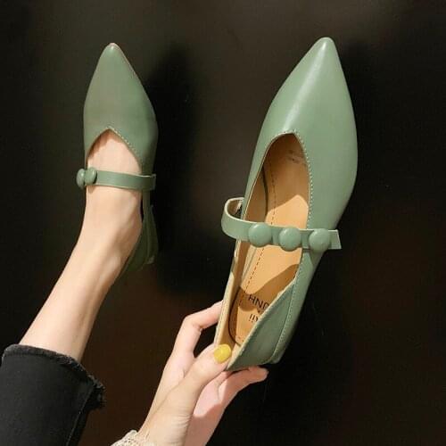2020 Pointed Flats Shoes Spring Style Casual Female Loafers Comfortable Ladies buckle strap Shoes New Women comfortable U19-25