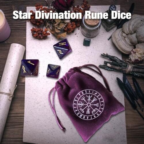 3PCS Assorted Polyhedral Dice Set With Purple Drawstring Bag For Divination Numbers Dials Desktop Table Board Game