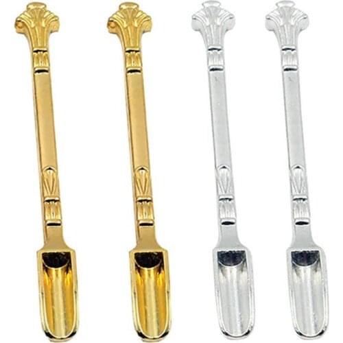 Universal 4pcs / Set Exquisite Carved Spoons Mini Metal Shovel Medicine Powder Salt Snuff Spoons