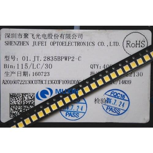 50PCS JUFEI LED backlight 1210 3528 2835 1 W 3 V 107LM Cool white Backlight LCD for TV TV Application 01. JT.2835BPWP2-C