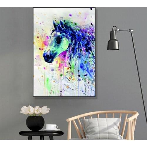 Abstract Animal Colored Horse Head Canvas Painting Wall Art Nordic Posters and Prints Wall Pictures for Living Room Decoration