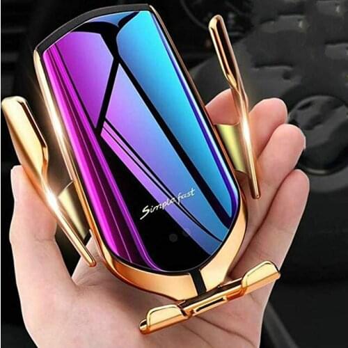 Magic Clip Car Wireless Charger R2 R9 A5 Infrared Induction Mobile Holder Automatic Clamping Wireless Car Charger for iPhone