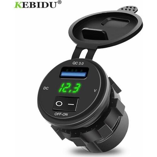 Cigarette Lighter Socket Splitter 12V-24V USB Car Charger QC 3.0 with Switch Led Display Power Adapter Car Usb Socket Mount