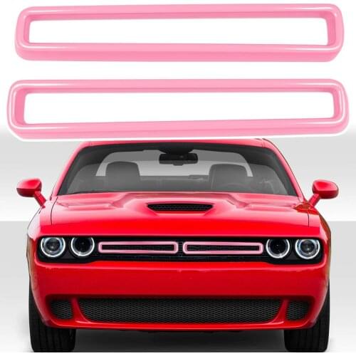 Chuang Qian 2x Front Grille Inserts Cover Trim Exterior for 2015-2020 Dodge Challenger Pink