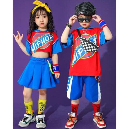 Kids Hip Hop Show Outfits Hoodie Tshirt Summer Short For Girls Boys Ballroom Stage Jazz Dance Costume Clothes Street Wear