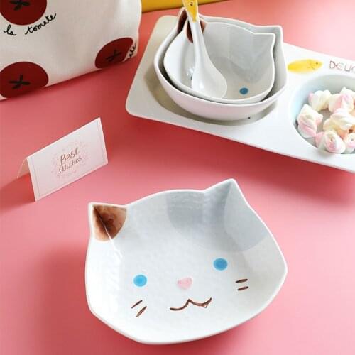 Household Kitchen Cartoon Ceramic Tableware Snack Plate Salad Plate Vegetable Plate Children Fruit Plate Cute Snack Plate